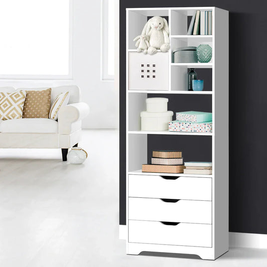 Artiss Bookshelf with Drawers - NANA White - Mekamart Australia
