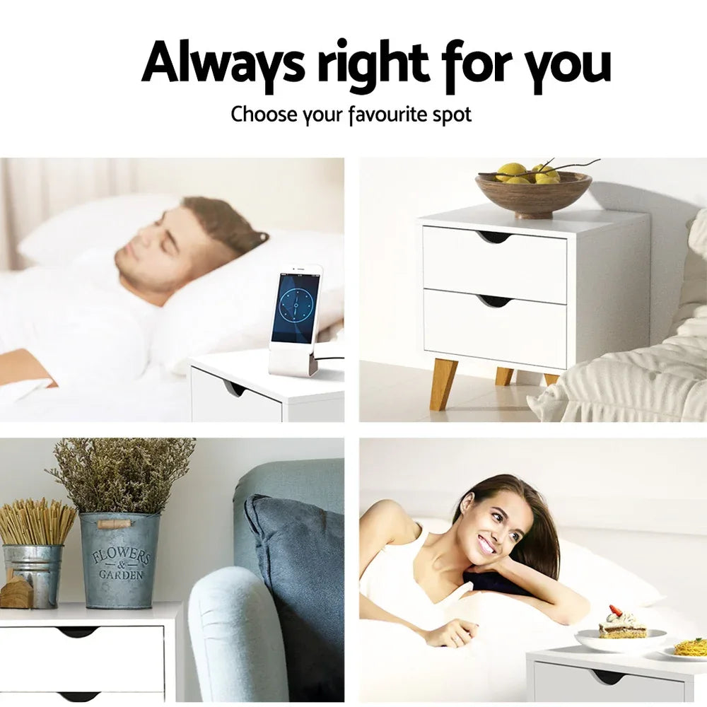 Artiss Bedside Table 2 Drawers - ANDERS White - Mekamart Australia