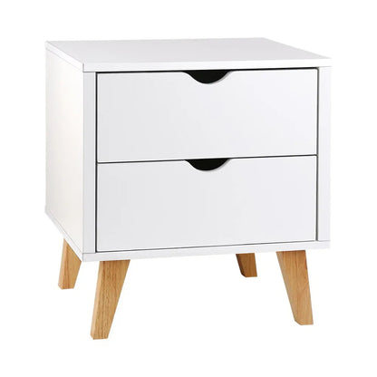 Artiss Bedside Table 2 Drawers - ANDERS White - Mekamart Australia
