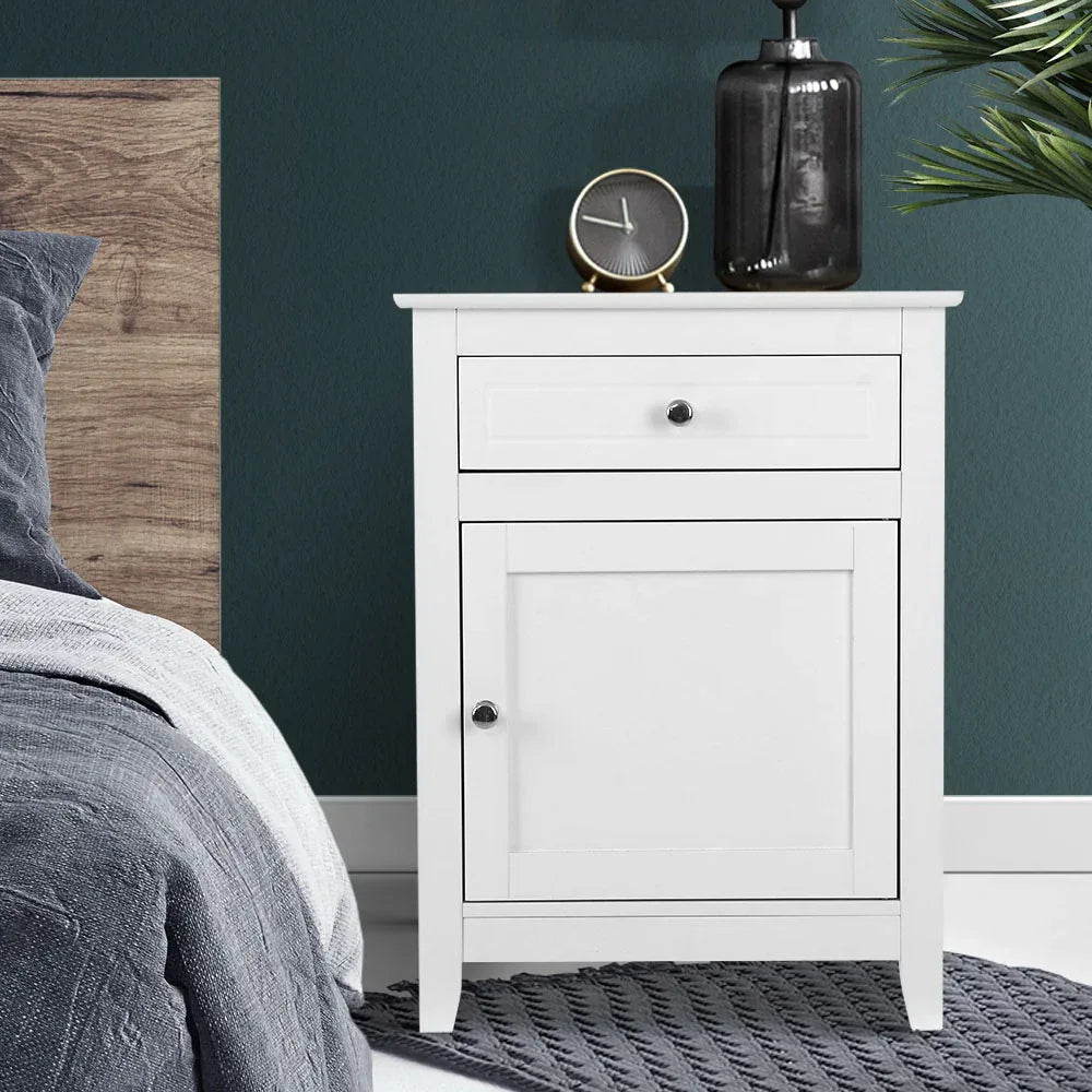 Artiss Bedside Tables Side Table Drawers Nightstand White - Mekamart Australia