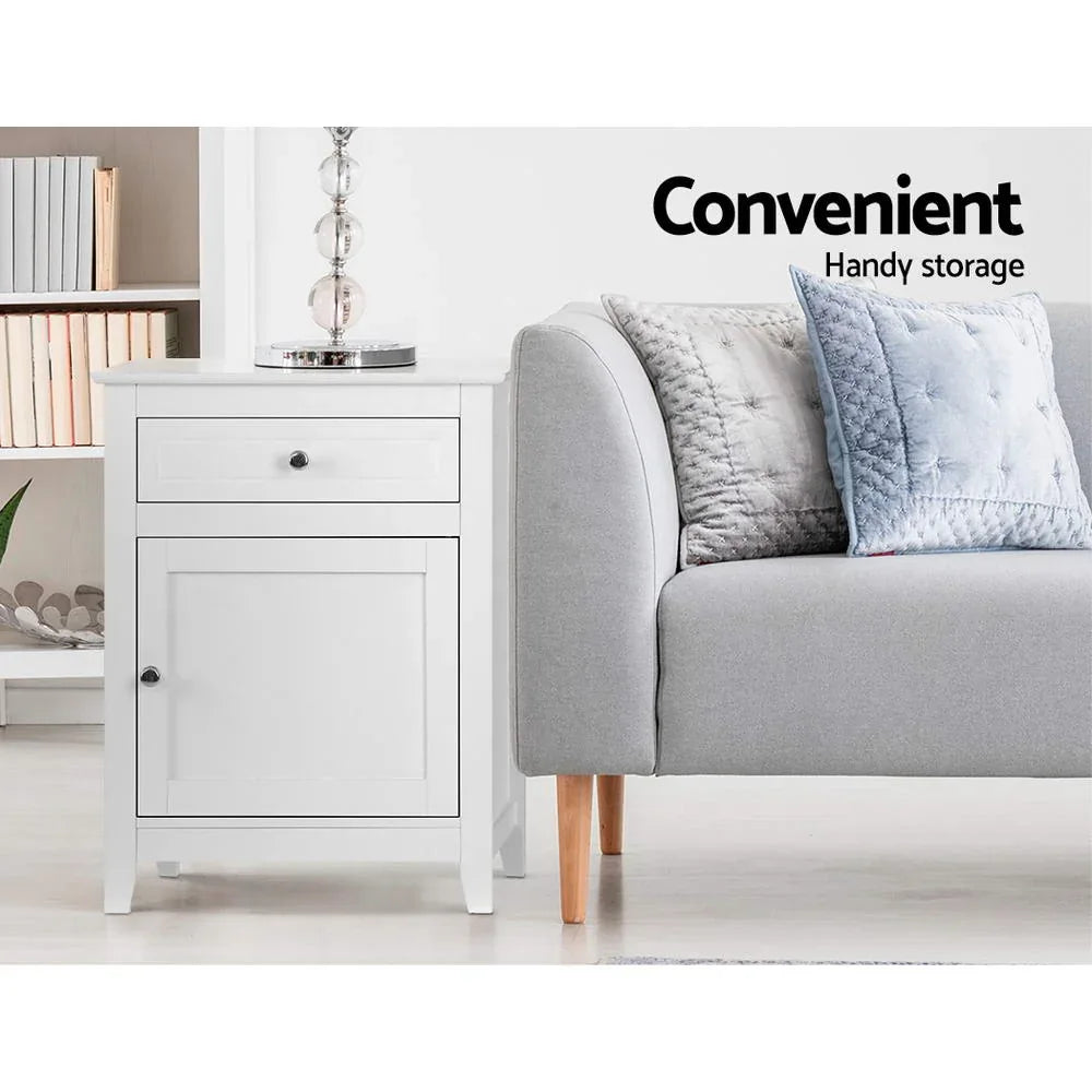 Artiss Bedside Tables Side Table Drawers Nightstand White - Mekamart Australia