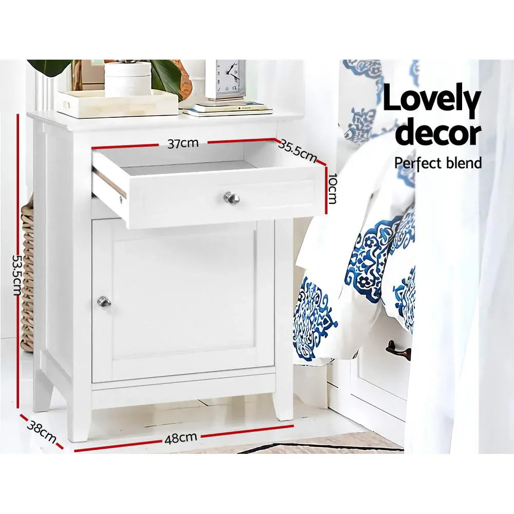 Artiss Bedside Tables Side Table Drawers Nightstand White - Mekamart Australia