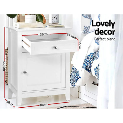 Artiss Bedside Tables Side Table Drawers Nightstand White - Mekamart Australia