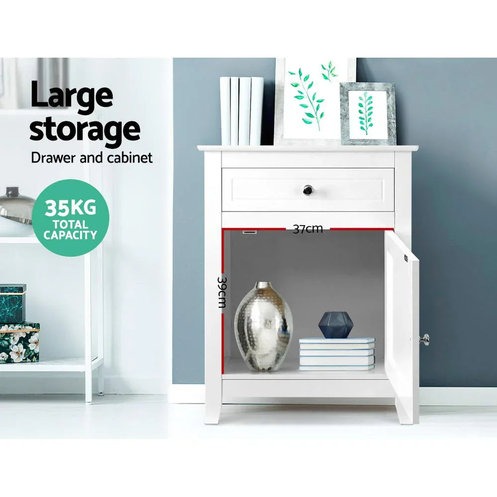 Artiss Bedside Tables Side Table Drawers Nightstand White - Mekamart Australia