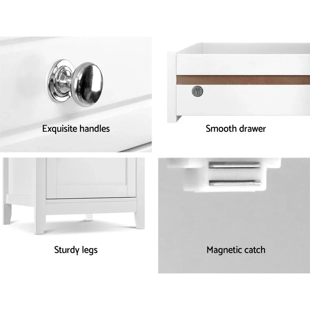 Artiss Bedside Tables Side Table Drawers Nightstand White - Mekamart Australia