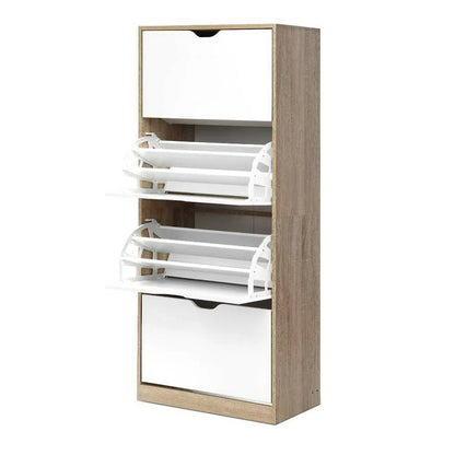 Artiss Shoe Rack Cabinet 60 Pairs 4-tier White Elen - Mekamart Australia