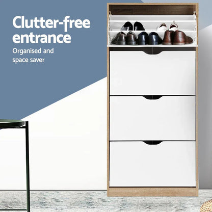 Artiss Shoe Rack Cabinet 60 Pairs 4-tier White Elen - Mekamart Australia