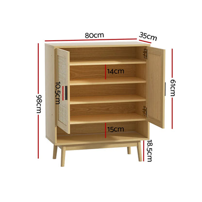Artiss Shoe Rack Cabinet Rattan 5-tier 20 Pairs Dani - Mekamart Australia