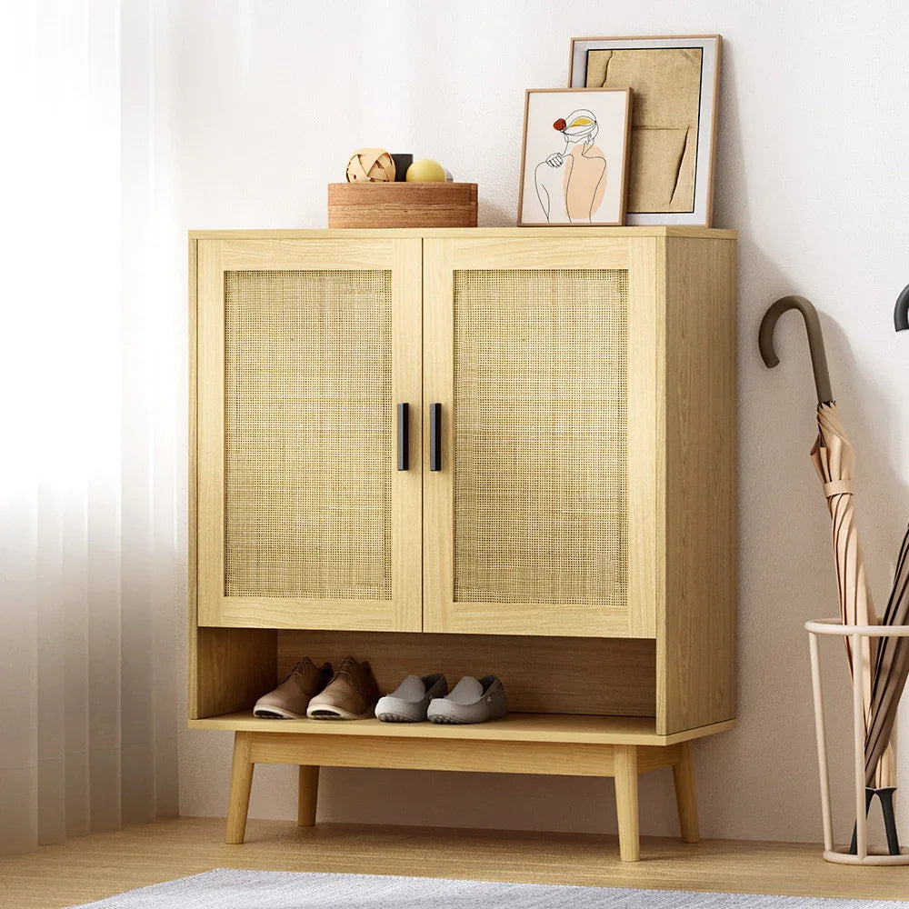 Artiss Shoe Rack Cabinet Rattan 5-tier 20 Pairs Dani - Mekamart Australia