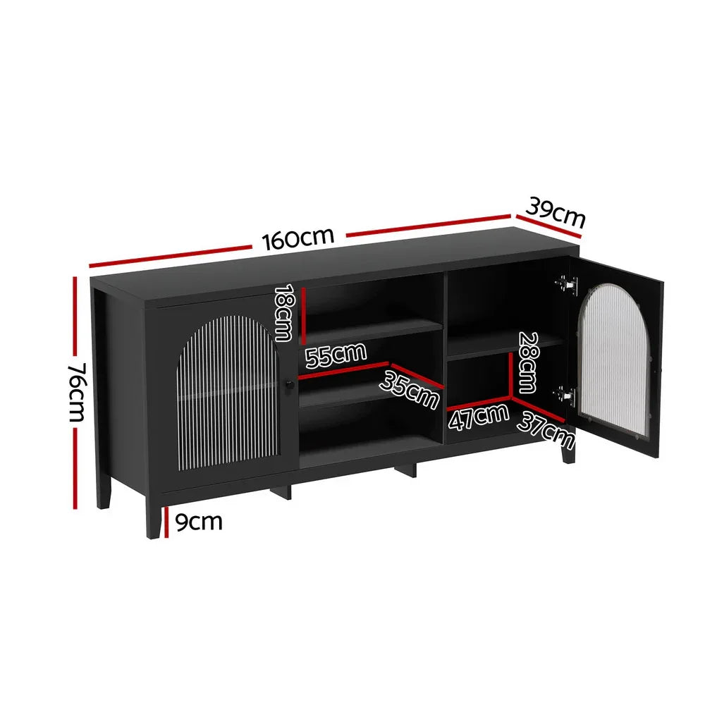 Artiss Buffet Sideboard Shelves Double Doors - Black - Mekamart Australia