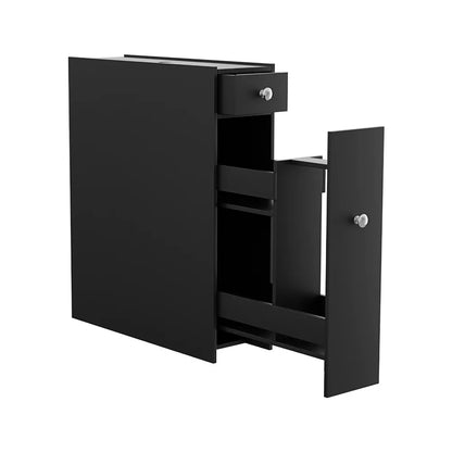 Artiss Bathroom Storage Cabinet Toilet Slim Tissue Box Caddy Holder Side Wooden Black - Mekamart Australia