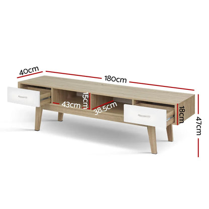 Artiss TV Cabinet Entertainment Unit 180cm Oak White Gary - Mekamart Australia