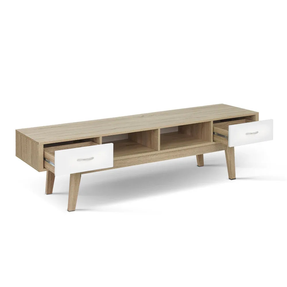Artiss TV Cabinet Entertainment Unit 180cm Oak White Gary - Mekamart Australia