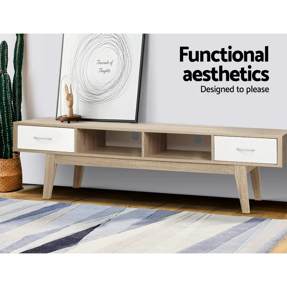 Artiss TV Cabinet Entertainment Unit 180cm Oak White Gary - Mekamart Australia