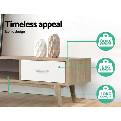 Artiss TV Cabinet Entertainment Unit 180cm Oak White Gary - Mekamart Australia
