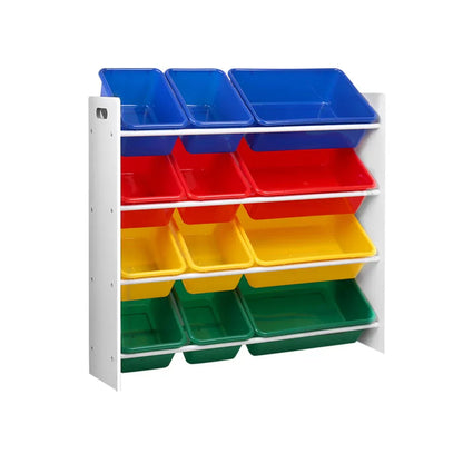Keezi Kids Toy Box 12 Bins Bookshelf Organiser Children Storage Rack - Mekamart Australia