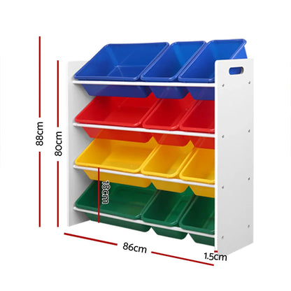 Keezi Kids Toy Box 12 Bins Bookshelf Organiser Children Storage Rack - Mekamart Australia