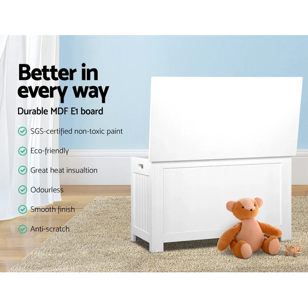 Keezi Kids Toy Box Chest Storage Blanket Children Clothes Room Organiser White - Mekamart Australia