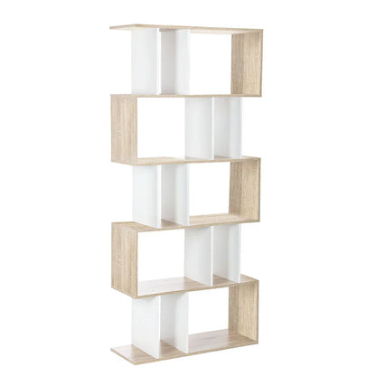 Artiss Bookshelf 5 Tiers - RITA White and Oak - Mekamart Australia