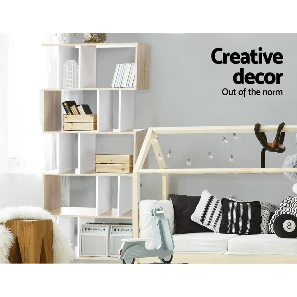 Artiss Bookshelf 5 Tiers - RITA White and Oak - Mekamart Australia