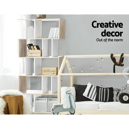 Artiss Bookshelf 5 Tiers - RITA White and Oak - Mekamart Australia