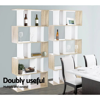 Artiss Bookshelf 5 Tiers - RITA White and Oak - Mekamart Australia