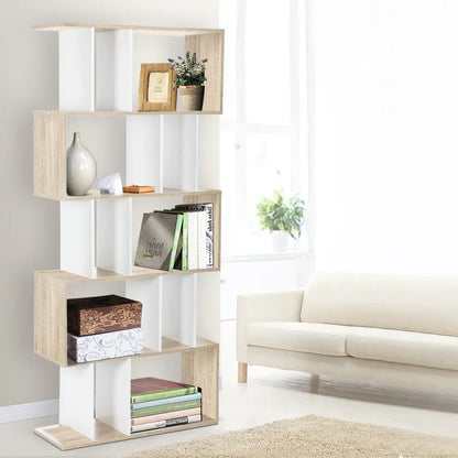 Artiss Bookshelf 5 Tiers - RITA White and Oak - Mekamart Australia
