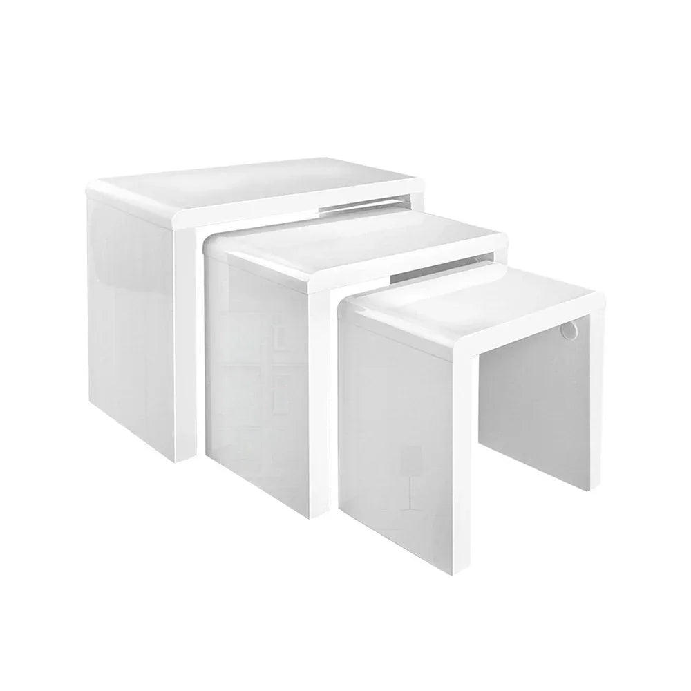 Artiss Nesting Coffee Table Set of 3 Glossy White - Mekamart Australia
