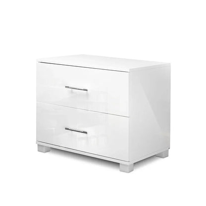 Artiss Bedside Table 2 Drawers High Gloss - White - Mekamart Australia