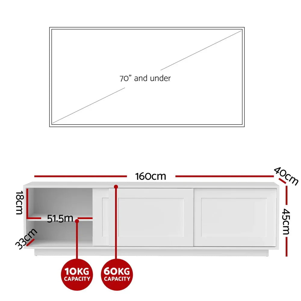 Artiss TV Unit Entertainment Unit Storage Cabinet 160cm White - Mekamart Australia