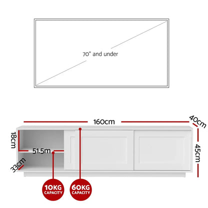 Artiss TV Unit Entertainment Unit Storage Cabinet 160cm White - Mekamart Australia