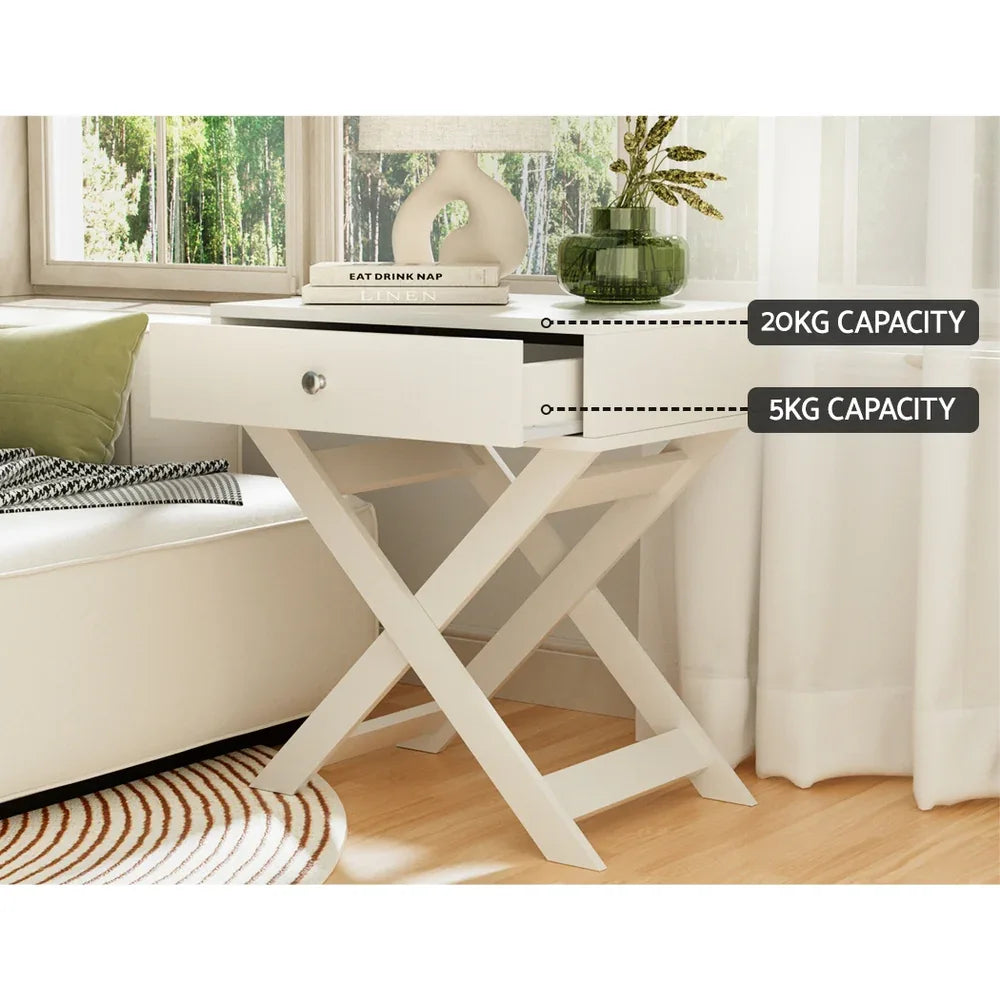 Artiss Bedside Table Drawers Side Table Storage Cabinet Nightstand White QARA - Mekamart Australia
