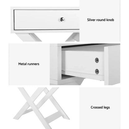 Artiss Bedside Table Drawers Side Table Storage Cabinet Nightstand White QARA - Mekamart Australia
