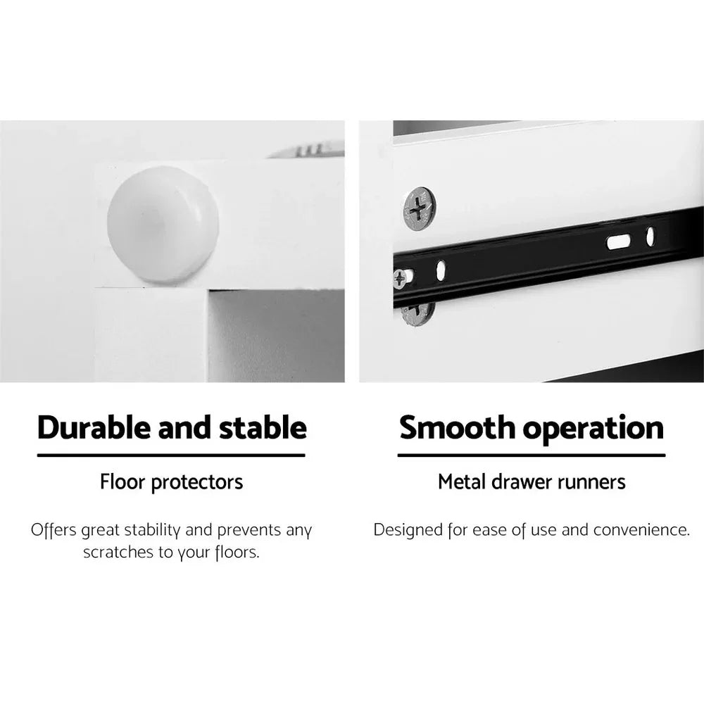 Artiss Bedside Tables LED 2 Drawers - REMI White - Mekamart Australia