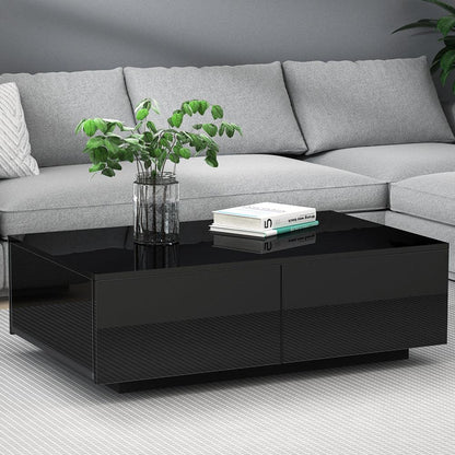 Artiss Coffee Table 4 Drawers Black Trevi - Mekamart Australia