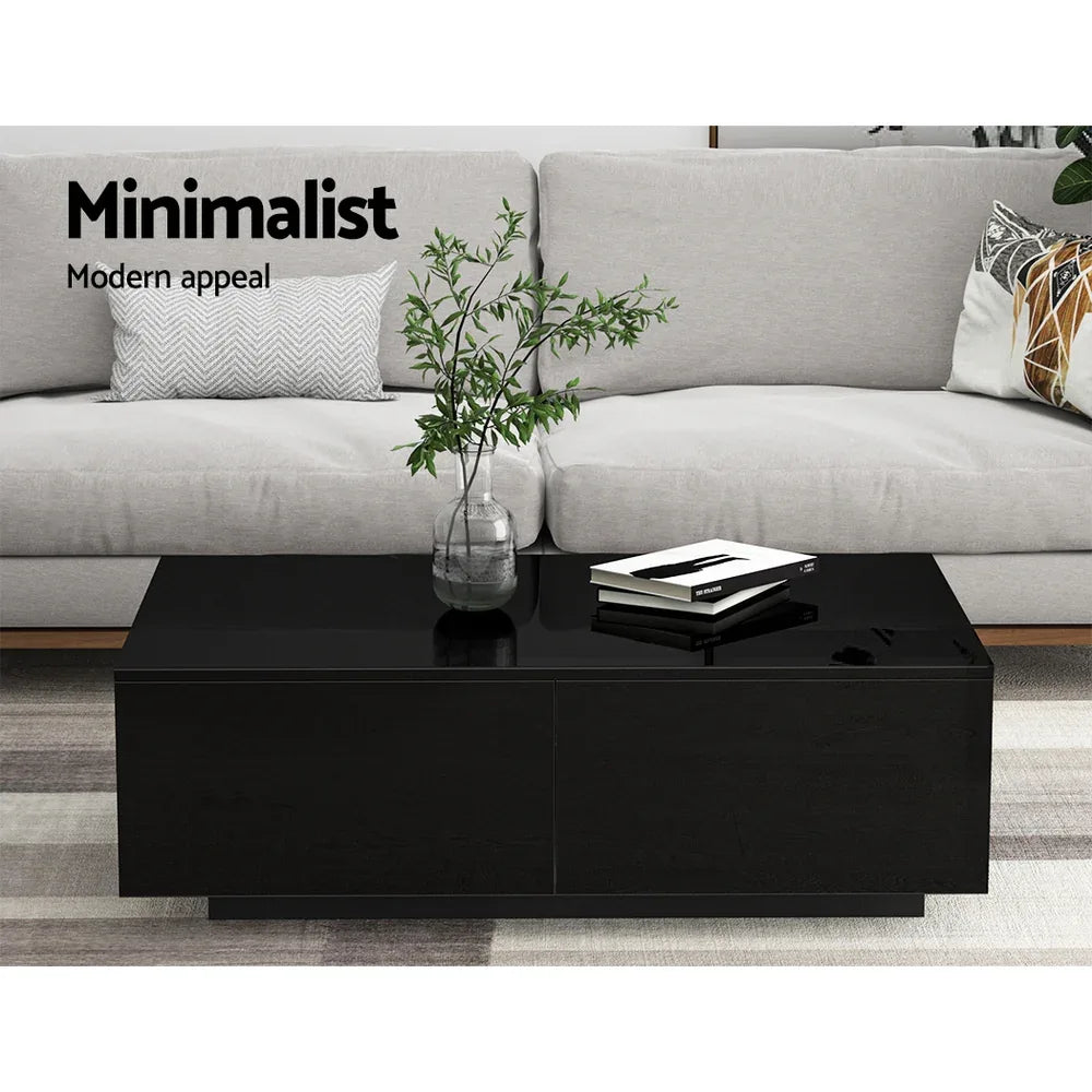 Artiss Coffee Table 4 Drawers Black Trevi - Mekamart Australia