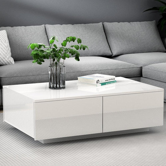 Artiss Coffee Table 4 Drawers White Trevi - Mekamart Australia
