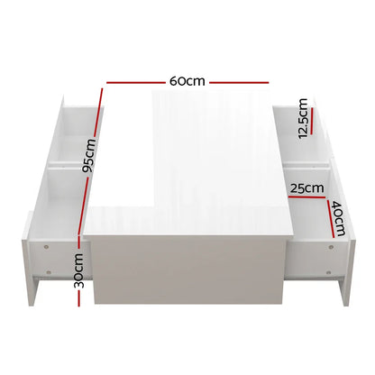 Artiss Coffee Table 4 Drawers White Trevi - Mekamart Australia