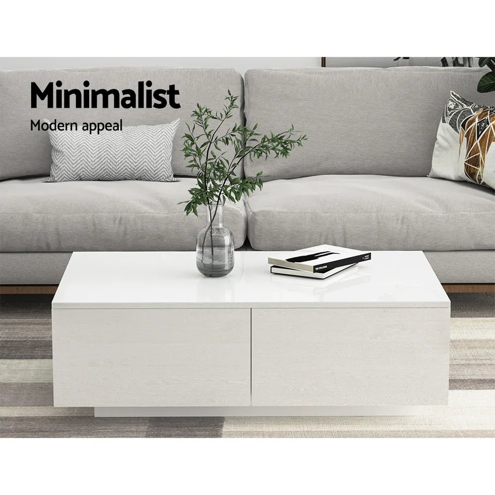 Artiss Coffee Table 4 Drawers White Trevi - Mekamart Australia