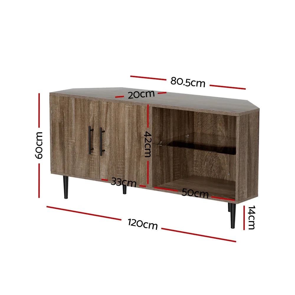 Artiss Corner Entertainment Unit Stand TV Cabinet Open Storage Shelf 120CM - Mekamart Australia