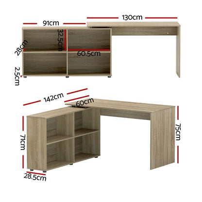 Artiss Computer Desk Bookshelf Oak 130CM - Mekamart Australia