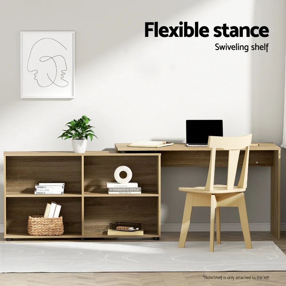Artiss Computer Desk Bookshelf Oak 130CM - Mekamart Australia
