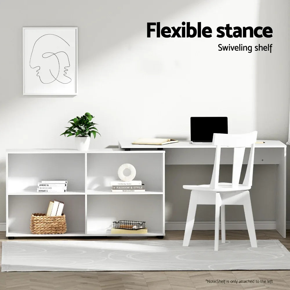 Artiss Computer Desk Bookshelf White 130CM - Mekamart Australia