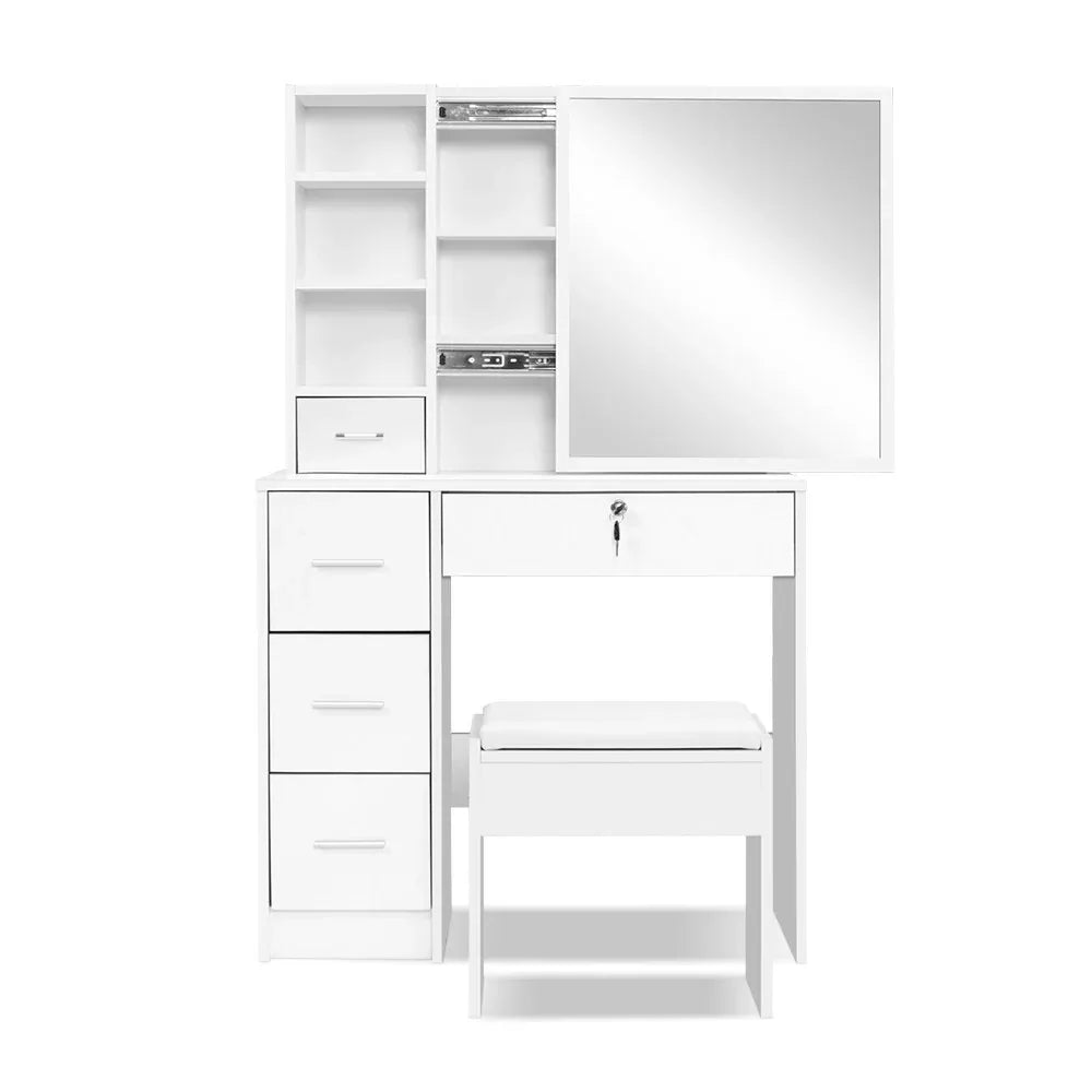 Artiss Dressing Table Stool Set Sliding Mirror White Diane - Mekamart Australia