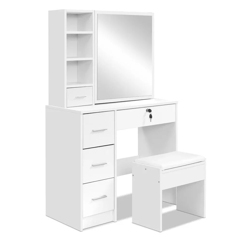 Artiss Dressing Table Stool Set Sliding Mirror White Diane - Mekamart Australia