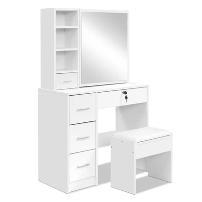 Artiss Dressing Table Stool Set Sliding Mirror White Diane - Mekamart Australia