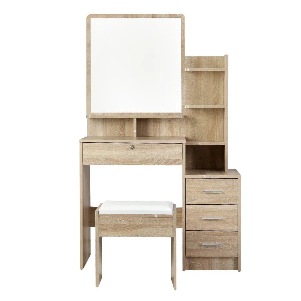 Artiss Dressing Table Stool Set 4 Drawers Oak - Mekamart Australia