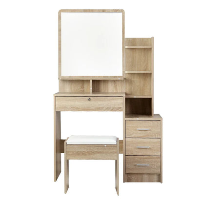 Artiss Dressing Table Stool Set 4 Drawers Oak - Mekamart Australia