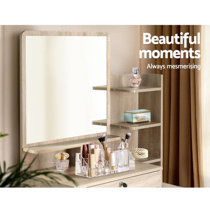 Artiss Dressing Table Stool Set 4 Drawers Oak - Mekamart Australia
