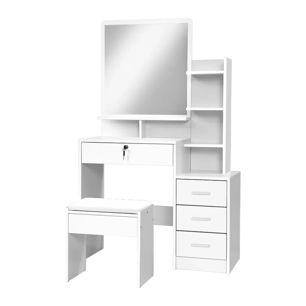Artiss Dressing Table Stool Set 4 Drawers White - Mekamart Australia